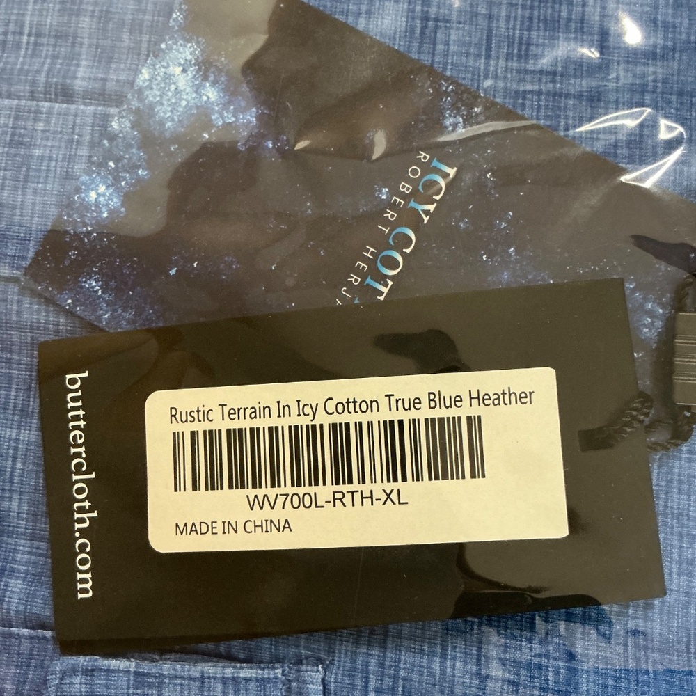 NWT Mens Buttercloth Rustic Terrain Icy Cotton True Blue Heather Dress shirt XL - Picture 3 of 5